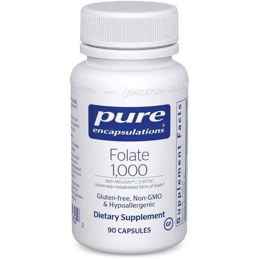 Pure Encapsulations - Folate 1000 - Hypoallergenic Supplement with Metafolin L-5-MTHF - 90 Capsules