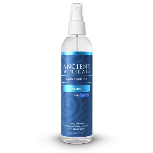 Ancient Minerals Magnesium Oil Ultra Spray with OptiMSM - Pure Genuine Zechstein Magnesium Chloride Supplement with MSM - Best Topical Skin Application for Dermal Absorption (8oz)