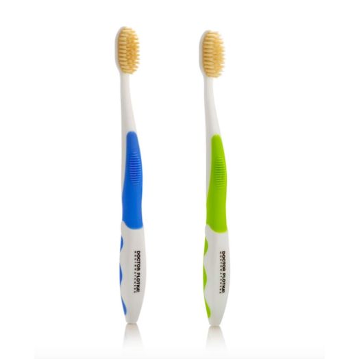 Doctor Plotka's Mouthwatchers Antimicrobial Floss Bristle Silver Toothbrush, Adult, 2 Pack