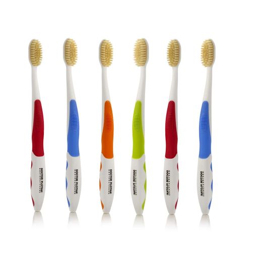 Doctor Plotka's Mouthwatchers Antimicrobial Floss Bristle Silver Toothbrush, Adult, 6 Pack