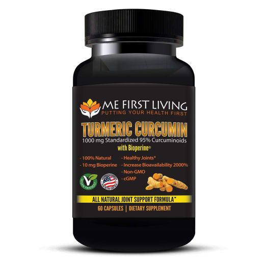 Turmeric Curcumin 1000mg 95% Curcuminoid, Bioperine (Black Pepper Extract) 10mg, 19x More Potent Than Others, Increased Absorption, Non-GMO, Organic Turmeric, Vegan, Gluten Free, 60 Capsules