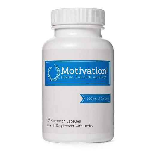 Motivation Herbal Caffeine Pills with B-Vitamin Complex for Sustained Energy Supplement | Natural Guarana Seed and Green Tea Extract, Rhodiola, Ginseng | 100 Capsules