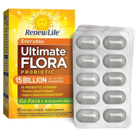 Renew Life - Ultimate Flora Probiotic Everyday - 15 billion - 60 vegetable capsules - Go Pack