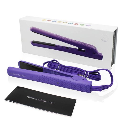 Herstyler Colorful Seasons Hair Straightener | Dual Voltage Ceramic Flat Iron | 1.25 Inch Ceramic Hair Straightener | Ultra Stylish 220v Flat Iron Straightens Hair To Perfection| Impassioned In Purple