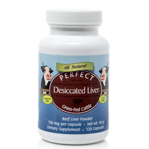 Perfect Desiccated Liver Capsules, 100% Grass Fed Undefatted Argentine Natural Beef Liver Supplements, 120 capsules, 750mg per capsule