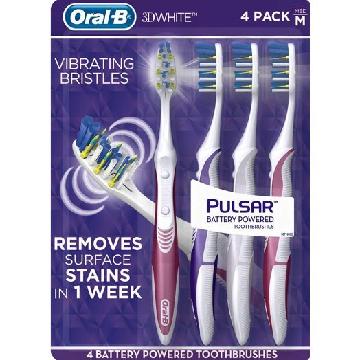 Oral-B Pulsar Vibrating Bristles Toothbrush, Medium, 4 Pack (Colors May Vary)