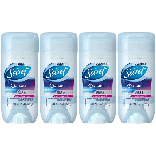 Secret Outlast Protecting Powder Scent Women's Clear Gel Antiperspirant and Deodorant 2.7 Oz (Pack of 4)
