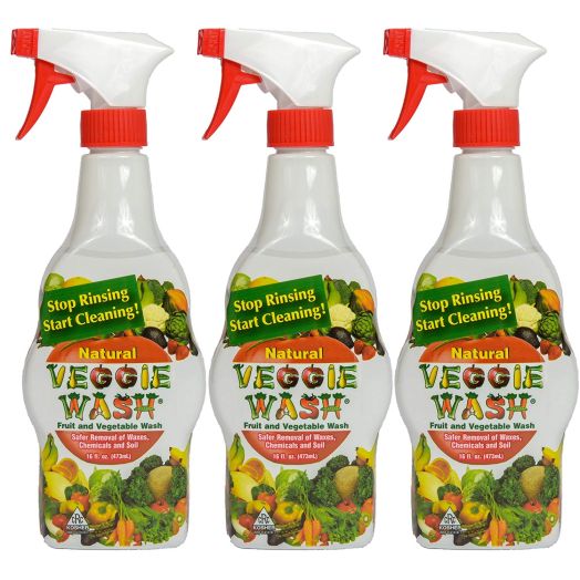 Veggie Wash All Natural Fruit and Vegetable Wash Sprayer, 16-Ounce Spray, 3-Pack