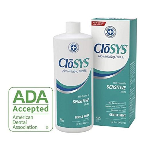 CloSYS Sensitive Mouthwash, Gentle Mint Flavored, pH balanced, helps soothe mouth Sensitivity, Alcohol Free, 32 ounce