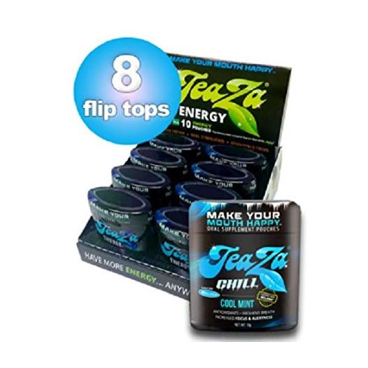 NEW Flip Top TeaZa Chill with Relora All-Natural Herbal Relaxation Supplement -8 Pack Caffeine Free (Packaging May Vary)