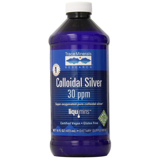 Trace Minerals Research Vegan Colloidal Silver Spray, Bio-Active Silver Hydrosol Liquid Mineral Supplement, Certified Organic, Natural and Pure, 30 PPM, 16 fl. oz, - CLS02