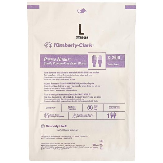 Kimberly Clark Safety 55093 Purple Nitrile Exam Glove, Sterile Pairs, Large (Pack of 50)
