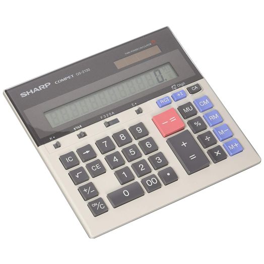 Sharp QS-2130 12 Digit Commercial Desktop Calculator with Kickstand, Arithmetic Logic