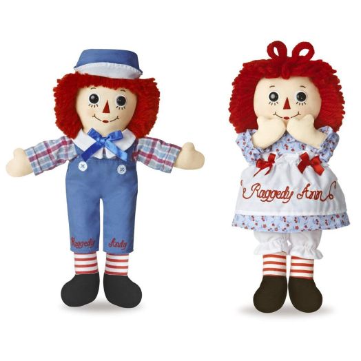 Bundle of 2 Aurora Dolls - 12'' Raggedy Ann and Raggedy Andy