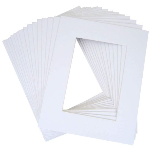 Golden State Art, Pack of 20 11x14 White Picture Mats with White Core Bevel Cut for 8x10 Pictures