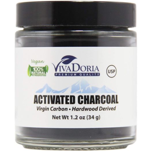 Viva Doria Virgin Activated Charcoal Powder - Food Grade  (1.2 Oz Glass Jar)