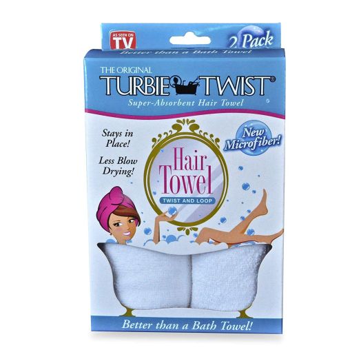 Turbie Twist Microfiber Hair Towel 2 Pack(White)