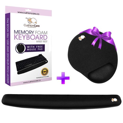 Keyboard Wrist Rest Pad - Full Mouse Pad Included for Set - Quality Memory Foam Cushion - Ergonomic Support New and Improved Shape - Prevent Carpal Tunnel and RSI When Typing on Computer, Mac and Laptop