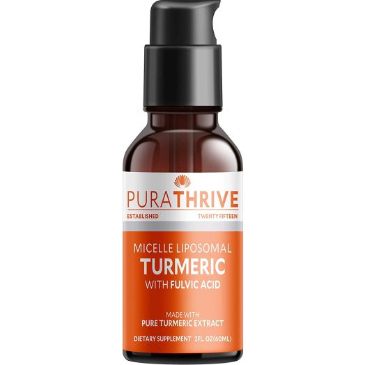 PuraTHRIVE Liquid Turmeric Extract. Premium Supplement made with Organic Turmeric, GMO Free, Made in USA. Best Absorption and Potency with Liposomal Turmeric