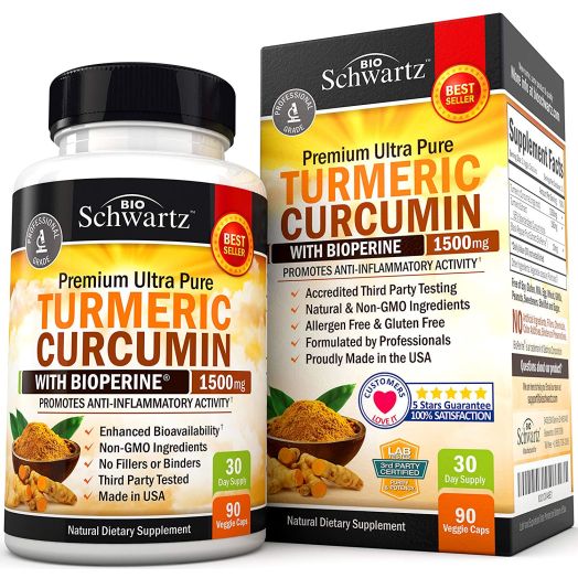 Turmeric Curcumin with Bioperine 1500mg. Highest Potency Available. Premium Pain Relief and Joint Support with 95% Standardized Curcuminoids. Non-GMO, Gluten Free Turmeric Capsules with Black Pepper