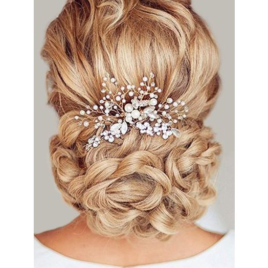 Unicra Wedding Hair Combs Hair Accessories with Bead and Rhinestones for Women Silver