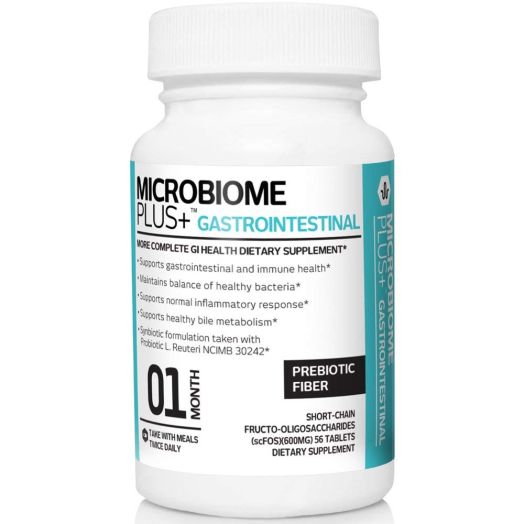 Microbiome Plus Gastrointestinal Prebiotics scFOS Prebiotic Fiber, GI Digestive Supplements, Allergy Safe and Gluten-Free for Men and Women (1 Month Supply)