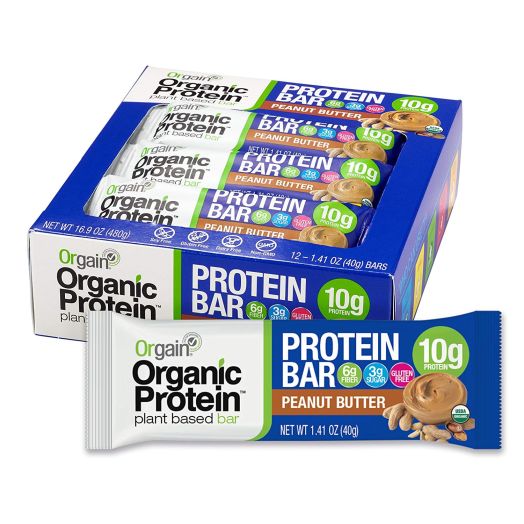 Orgain Organic Protein Bar, Peanut Butter, Gluten Free, Non-GMO, USDA Organic, 1.41 Ounce, 12 Count