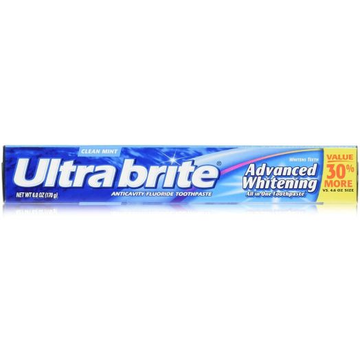 Colgate Ultra Brite Advanced Whitening Fluoride Toothpaste, Clean Mint, 6 Count
