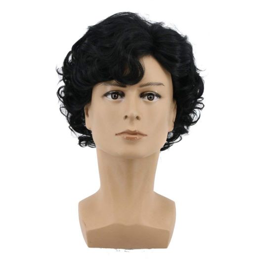 Yuehong Short Curly Black Men Wig Cosplay Wigs Halloween Cosplay Costume