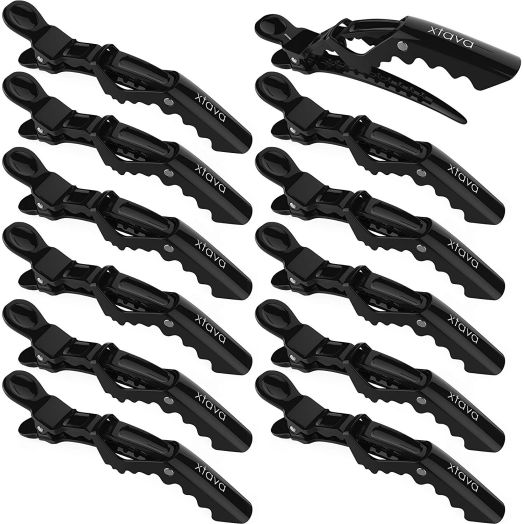 xtava Styling Hair Clips for Women - Set of 12 Professional Hair Clips with Hair Styling and Sectioning - Wide Teeth and Durable for Hair Salon Quality Alligator Hair Clips - 12 x Hair Clip