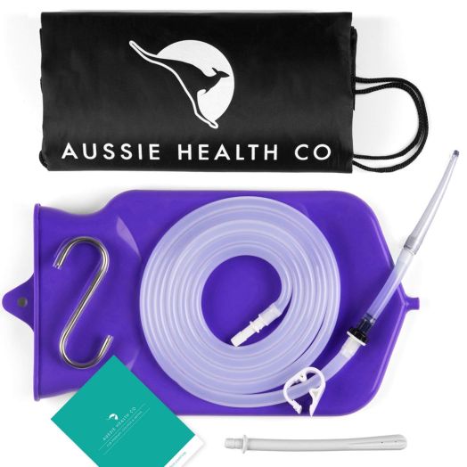 Premium-Purity(TM) Purple Non-Toxic Silicone Enema Bag Kit | 2 Quart | BPA and Phthalates Free | For At Home Water and Coffee Colon Cleansing