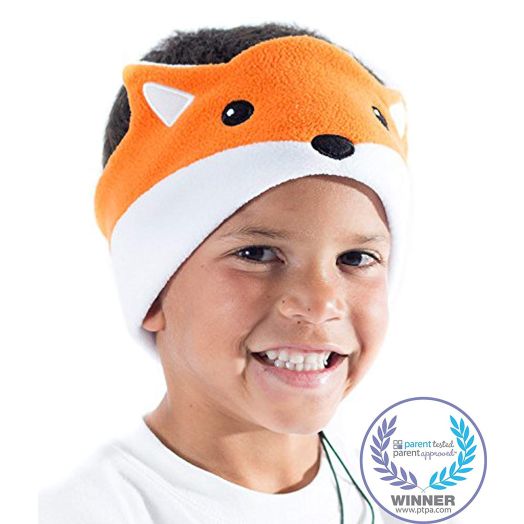 CozyPhones Kids Headphones Volume Limited with Ultra-Thin Speakers Soft Fleece Headband - Perfect Children's Earphones for Home and Travel - Fox