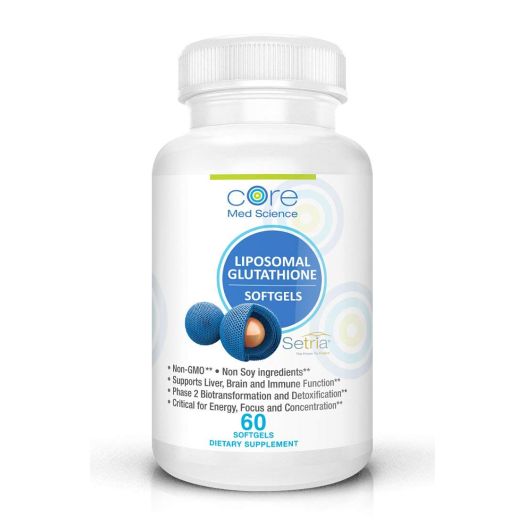 Optimized Liposomal Glutathione Softgels NO-TASTE | Pure Reduced Glutathione 500mg | Liver Detox, Brain Function | China-Free Soy-Free Non-GMO | 60 Softgels | Core Med Science for IV For Life Clinic