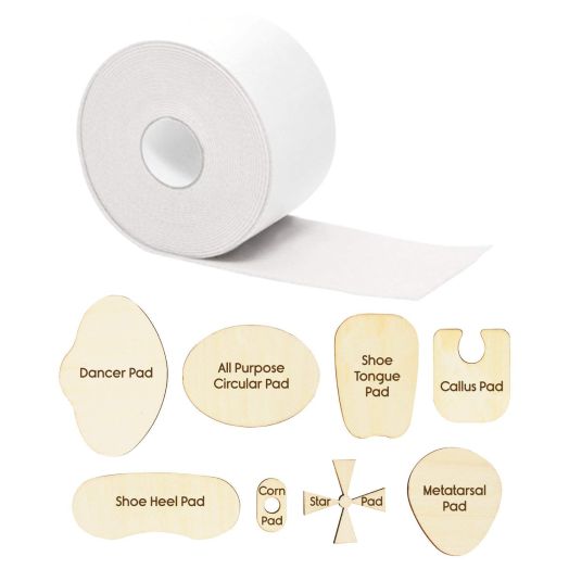 Vivesole 15 Foot Moleskin for Feet - Blister Prevention Mole Skin Bandage Roll w/Templates - Adhesive Tape Material Pad - Heavy Duty Fabric Padding for Toe, Heel Calluses, Tender Spot, Shoe Friction