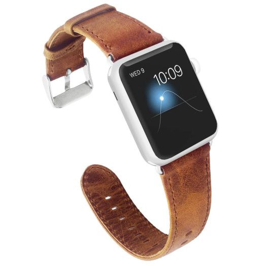 KADES Compatible Apple Watch Band Genuine Leather Replacement Strap Retro Crazy Horse Texture Compatible Apple Watch Series 4 40mm and Series 3/2/1 38mm, Brown