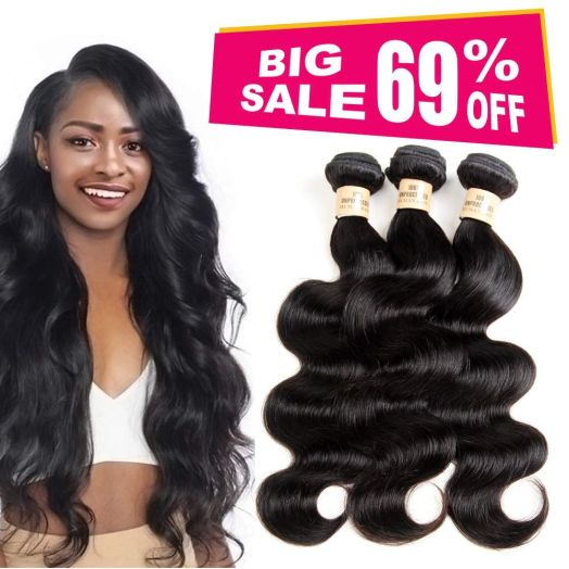 3 Bundles deal Brazilian Human Hair Body Wave Hair Bundles Cheap Brazilian Wavy Hair Weave 100 Human Virgin Hair Extensions 8A Grade Natural Black Color (10 12 14) inch