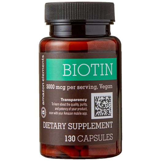 Amazon Elements Biotin 5000 mcg, Vegan, 130 Capsules, 4 month supply