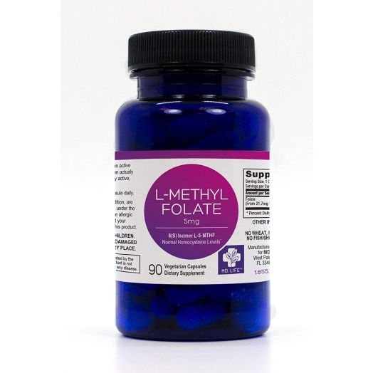 Save $$ MD.LIFE L-Methylfolate 5 mg, 90 Caps. Compare to L-5-MTHF 1000 | Provides 1,000 mcg of pure non-racemic L-methylfolate | 60 Vegetarian Capsules | Physcian Formulated | Seeking Health