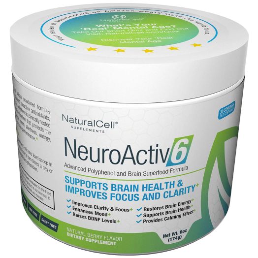 NeuroActiv6 Reds Superfood Powder and Brain Energy Drink: Polyphenols + Nootropics - Raises BDNF Levels  Enhances Mood, Focus, Clarity  Reduces Anxiousness, Fatigue, Brain Fog  Supports Brain Health
