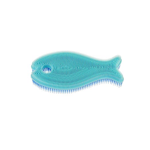 Innobaby Bathin' Smart Silicone Fish Antimicrobial Bath Scrub, Aqua/Periwinkle