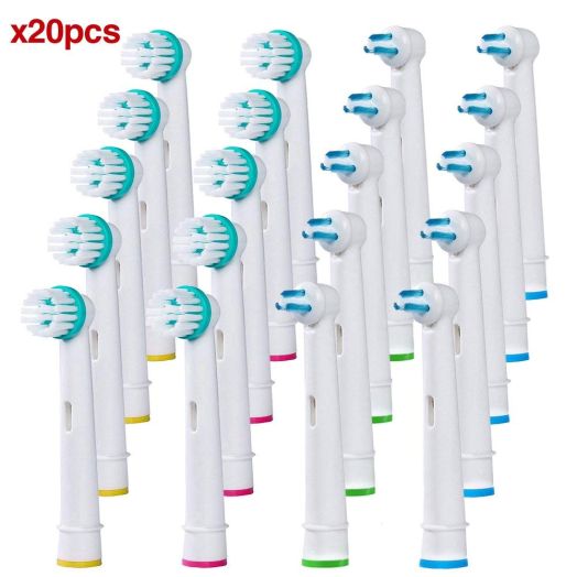 Oral B Replacement Brush Heads- Oral B Braun Ortho and Power Tip Generic Replacement Toothbrush Head- 20 Pack of OralB Electric Toothbrush Heads for Braces