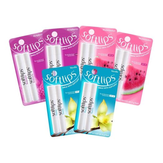 Softlips Protectant/Sunscreen SPF 20 Assorted Fun Flavors Lip Balm, 6 Count