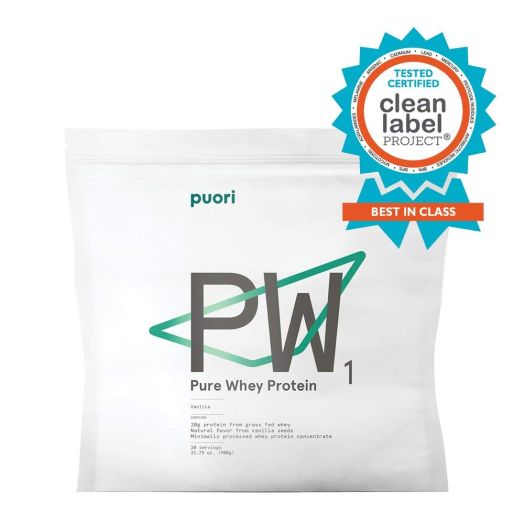 PW1 Pure Grass Fed Whey Protein Shake Powder - Vanilla 31.75 oz. | 30 Serving | Pure, Non OGM Workout Supplement | Natural Mass Gainer