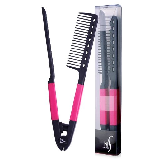 Herstyler Straightening Comb For Hair | Flat Iron Comb For Great Tresses |Hair Straightener Comb With A Firm Grip | Straightener Comb For Knotty Hair | Styling Comb For Unkempt Hair | Get wooed (Pink)