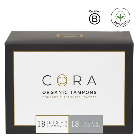 Cora Variety Pack - Light/Regular - Organic Cotton Tampons with Applicator (36 Count; 18 Light and 18 Regular)