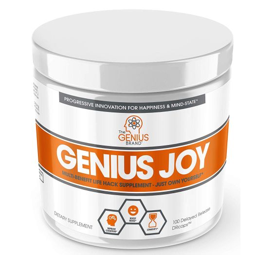 Genius Joy - Serotonin Mood Booster for Anxiety Relief, Wellness and Brain Support, Nootropic Dopamine Stack w/ SAM-E, Panax Ginseng and L-Theanine Natural Anti Stress and Herbal Calm, 100 veggie pills