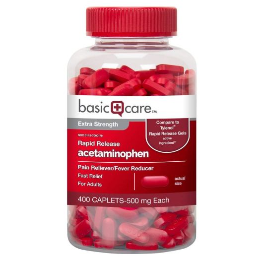 Basic Care Rapid Release Acetaminophen Caplets, 400 Count