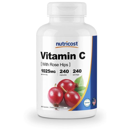 Nutricost Vitamin C With Rose Hips 1025mg, 240 Capsules - Premium Non-GMO, Gluten Free Vitamin C Supplement