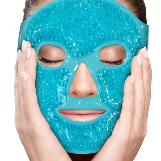 Face Eye Mask Gel Cold Pack  Reduce Puffiness, Bags Under Eyes, Puffy Dark Circles, Migraine - Therapeutic Heat and Ice Compress with Cover - for Sleep, Sinus Pressure, Headaches, Skin Care - Blue