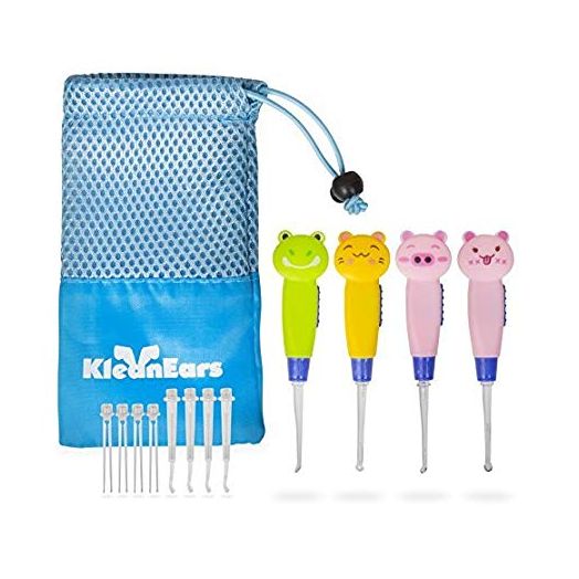 KleanEars Kids Earwax Remover Tool Baby Safe 4 Pcs LED Lighting Ear Pick Spoon Earwax Remover Curette Tweezer Ear Spoon Cleaning